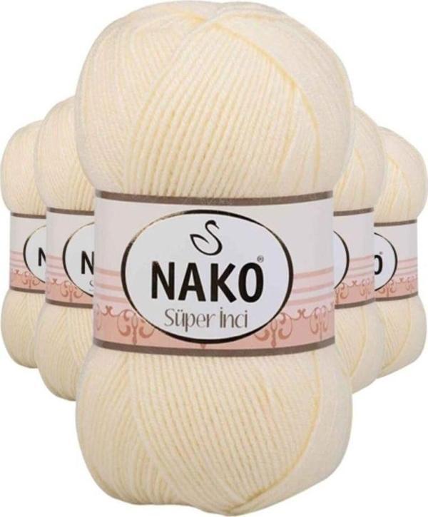Mbb E-Ticaret 5 Adet Süper İnci El Örgü İpi 100 Gr Krem 256 - Image 1