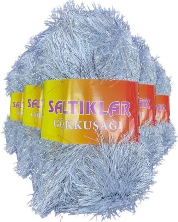 Saltıklar 5 Adet Gökkuşağı El Örgü İpi Yünü Gümüş - Image 1