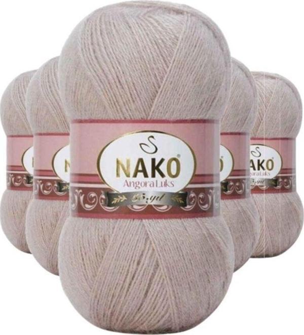 Angora 5 Adet Lüks El Örgü İpi Pembeli Gri 3079 - Image 1