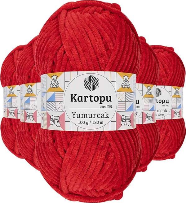 Mbb E-Ticaret 5 Adet Yumurcak Kadife El Örgü İpi Açık Kırmızı K165 - Image 1