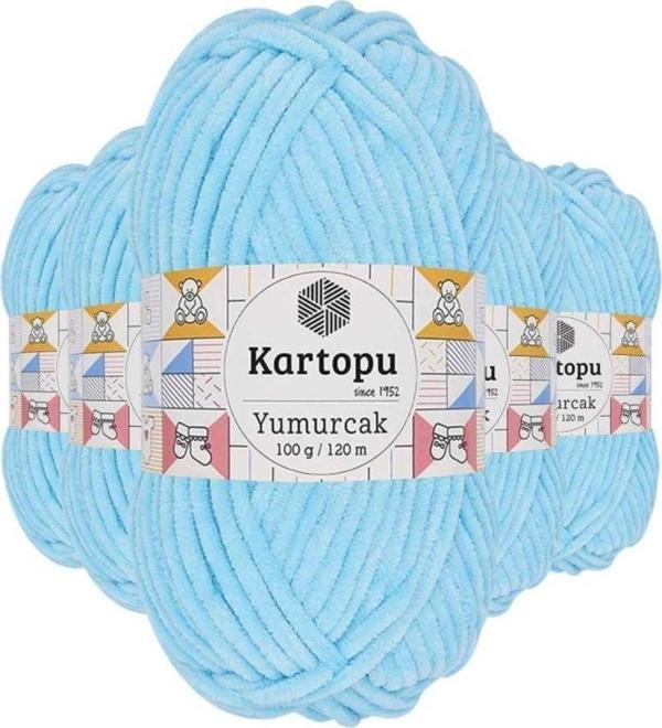 Mbb E-Ticaret 5 Adet Yumurcak Kadife El Örgü İpi Açık Turkuaz K516 - Image 1