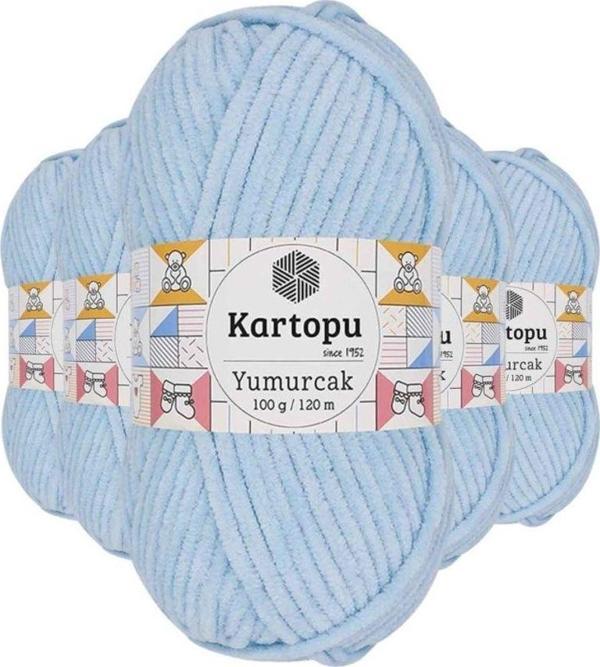 Mbb E-Ticaret 5 Adet Yumurcak Kadife El Örgü İpi Bebe Mavi K523 - Image 1