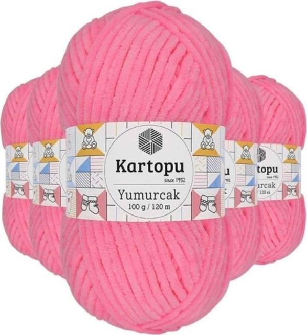 Mbb E-Ticaret 5 Adet Yumurcak Kadife El Örgü İpi Fosfor Pembe K773 - Image 1