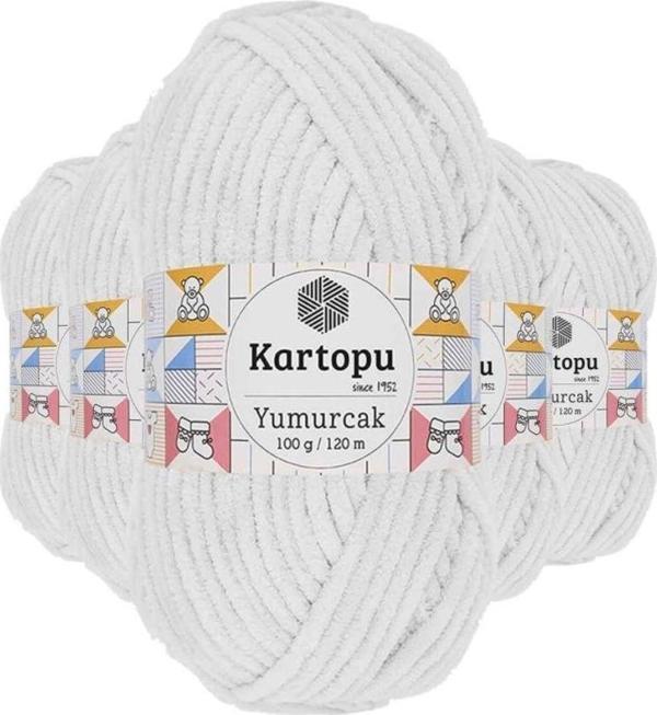 Mbb E-Ticaret 5 Adet Yumurcak Kadife El Örgü İpi Kar Beyaz K010 - Image 1