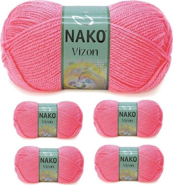 Mbb E-Ticaret 5 Adet Vizon Premium Akrilik El Örgü Ipi Yünü Renk No:236 Gül Pembe - Image 1