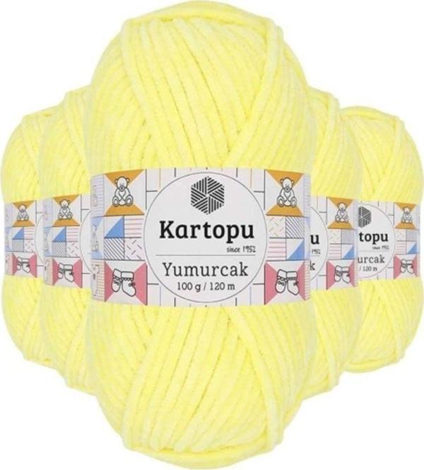 Mbb E-Ticaret 5 Adet Yumurcak Kadife El Örgü İpi Sarı K333 - Image 1