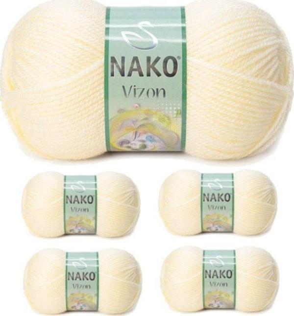 Mbb E-Ticaret 5 Adet Vizon Premium Akrilik El Örgü İpi Yünü Renk No:256 Krem - Image 1