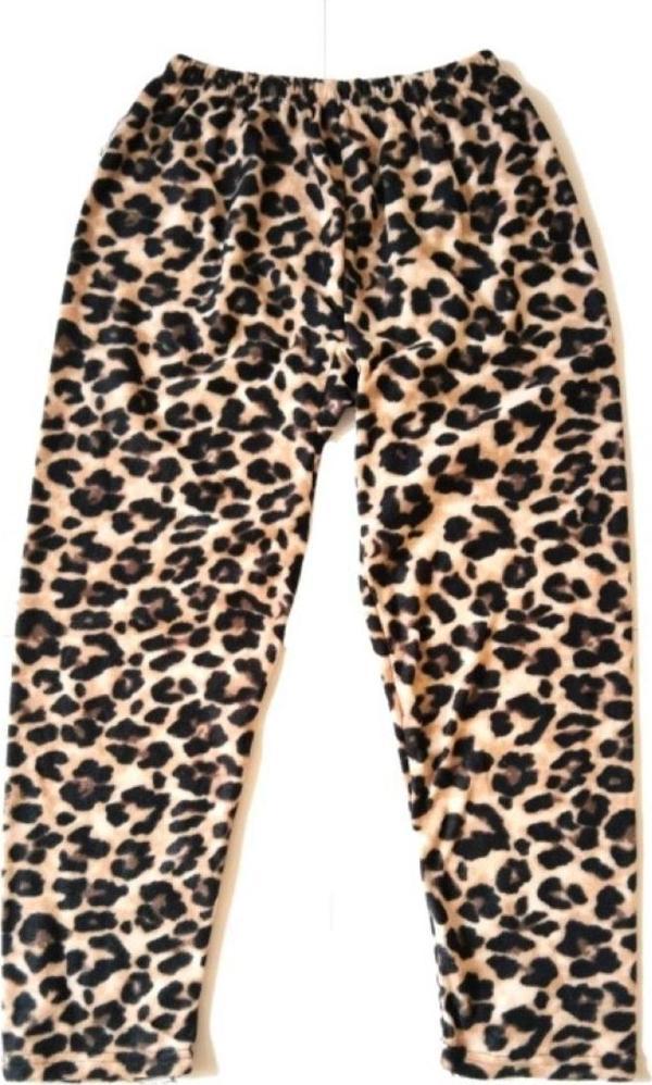 Mbb E-Ticaret Kadın Polar Pijama Altı Termal Özellikli Leopar Desen Büyük Beden Ev Giyim Cepsiz - Image 1