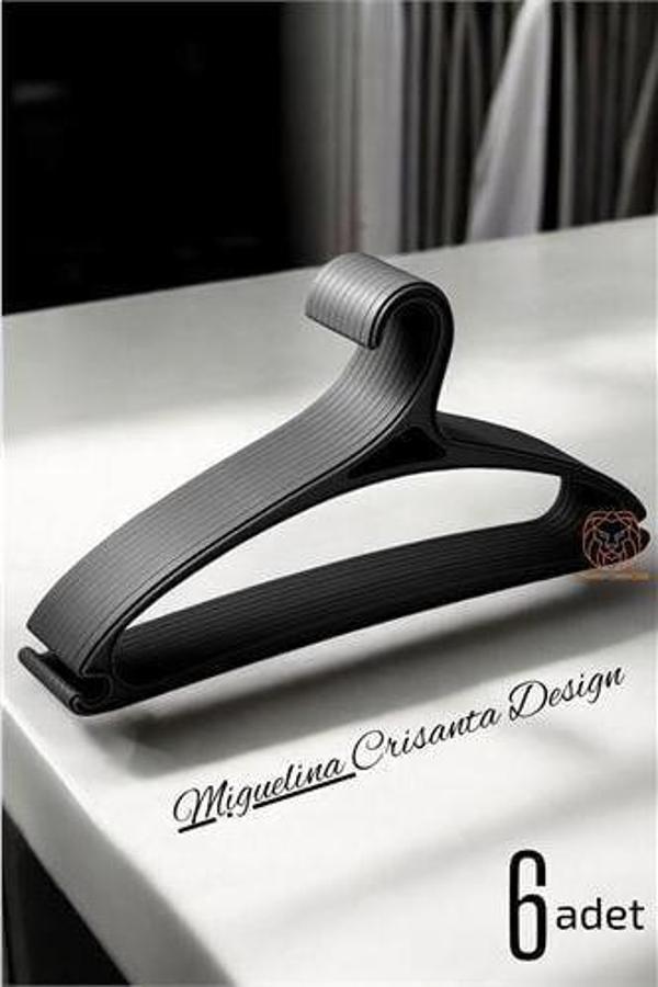 ModaCar Tasarım Askı Seti 6 ADET Elbise Askısı M.Crisanta SİYAH - Image 1