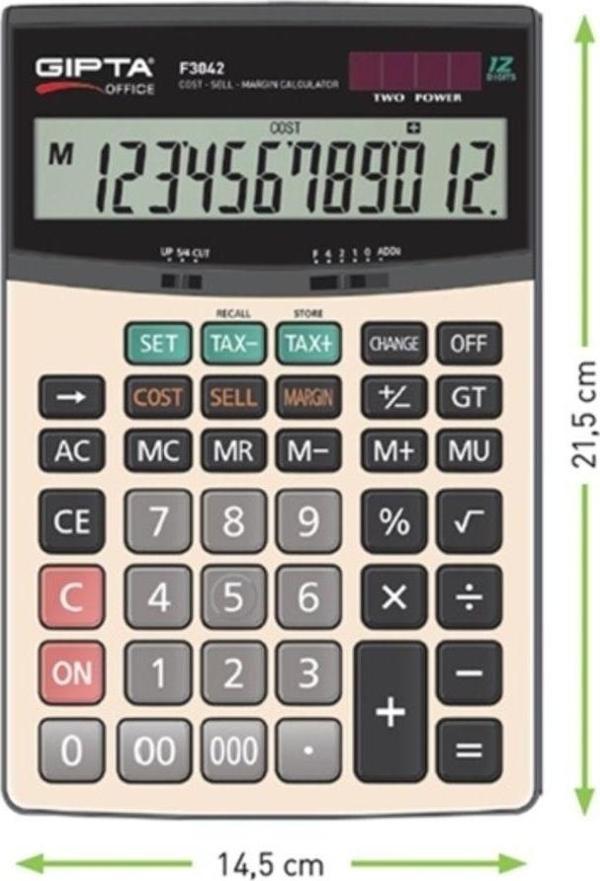 Mbb E-Ticaret  Gıpta Hesap Makinesı Masa Üstü 12 Hane F3042 - Image 1