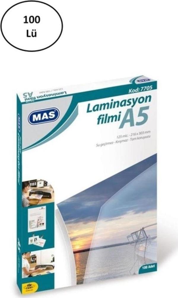 Mbb E-Ticaret Mas 7705 A5 125 Micron 100 Adet Laminasyon Filmi - Image 1