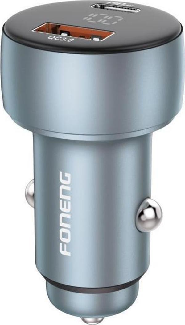 Foneng C18 48W 1xUsb 1xType-C Girişli Dijital Göstergeli Araç içi Çakmaklık Şarj Aleti - Image 1