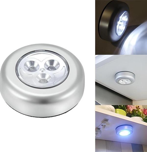 Mbb E-Ticaret Kablosuz Spot Pilli Dokunmatik Led Lamba 3 Ledli Dolap Lambası - Image 1
