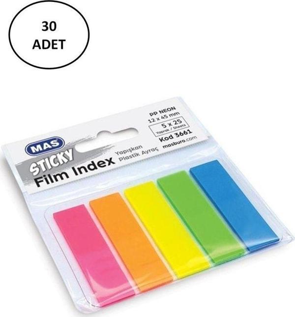 Mbb E-Ticaret 3661 Sticky Film Index Renki 12X45 Pp Dörtgen Yapışkan Sticker 30 Adet - Image 1