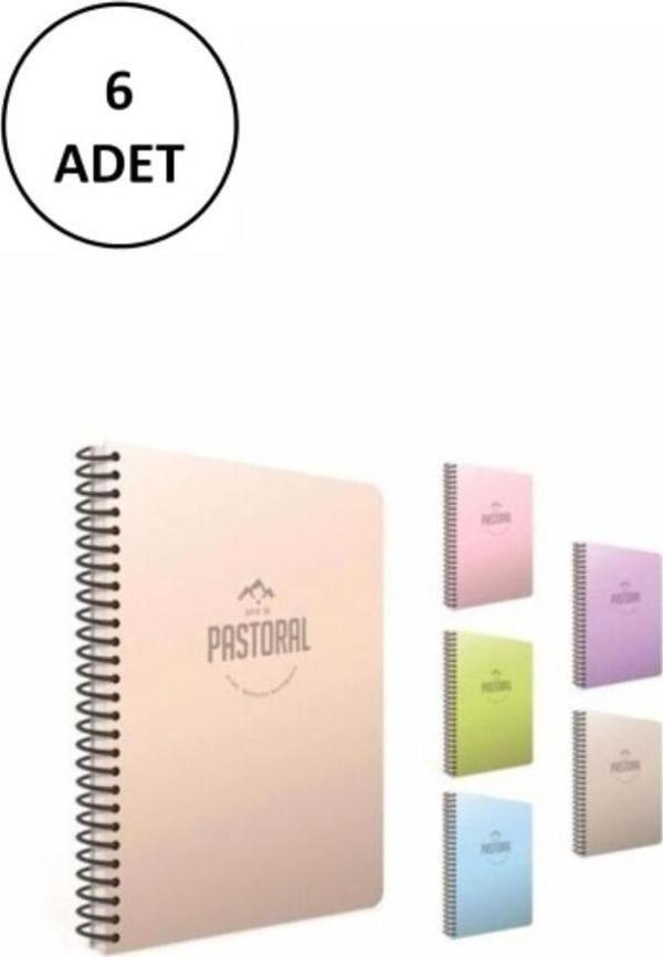 Mbb E-Ticaret A4 Spiralli Defter Pastoral Plastik Kapak Kareli 120 Yaprak 3-3248000-2011 Asorti 6 Adet - Image 1