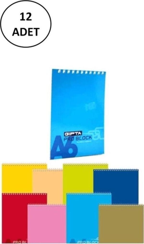 Mbb E-Ticaret Gıpta Pro Block A6 Spiralli Karton Kapak Bloknot (Not Defteri) 40 Yp. Kareli 12 Adet - Image 1