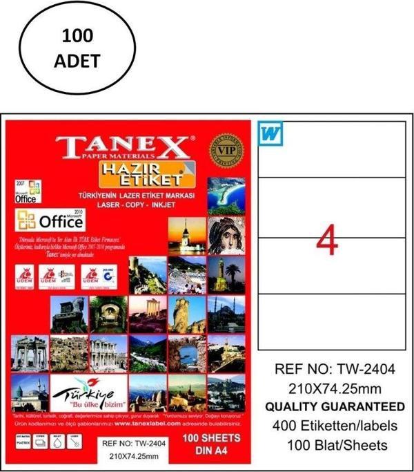 Mbb E-Ticaret Tanex Tw-2404 210X74,25 Mm Lazer Etiket 100 Adet - Image 1