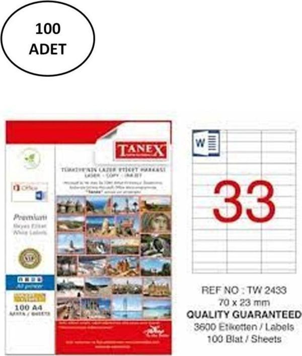 Mbb E-Ticaret Tanex Tw-2433 Lazer Etiket 70X23 Mm 100 Adet - Image 1