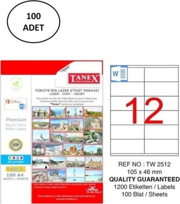 Mbb E-Ticaret Tanex Tw-2512 Lazer Etiket 105X46 Mm 100 Adet - Image 1