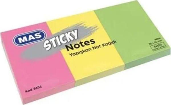 Mbb E-Ticaret Mas 3651 Yapışkanlı Not Kağıdı 35 X 51 Mm 3 X 100 Yaprak - Image 1