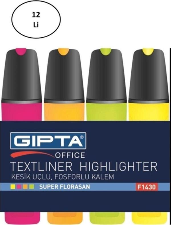 Mbb E-Ticaret Gıpta Fosforlu Kalem 5Mm Kesik Uç Sarı 12'Li - Image 1