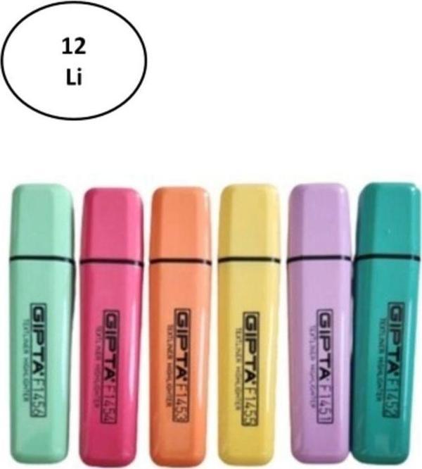 Mbb E-Ticaret Gıpta Fosforlu Markör 5Mm Kesik Uç Pastel Pembe 12'Li - Image 1