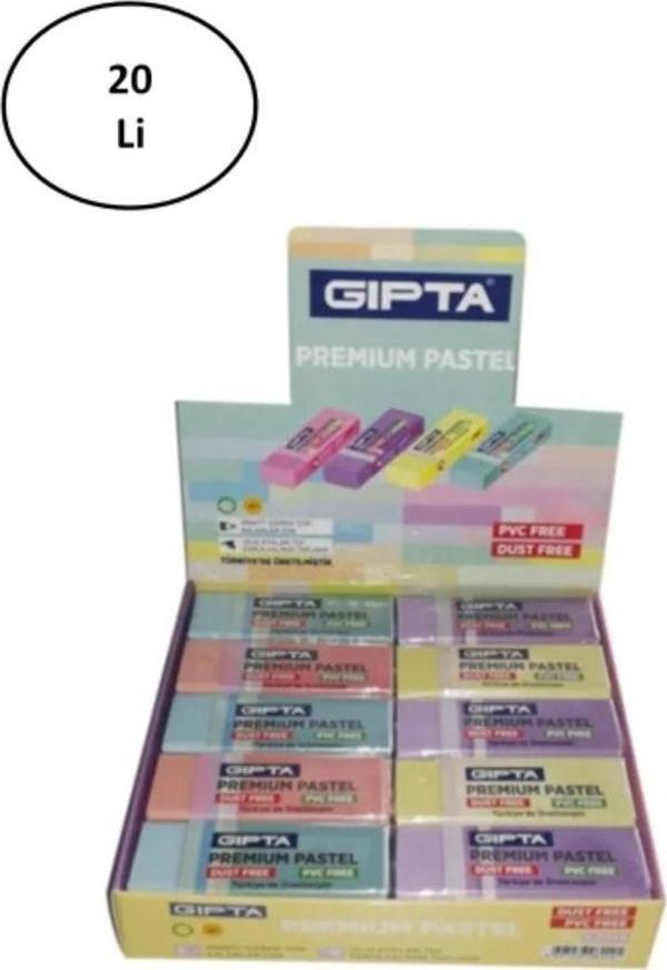 Mbb E-Ticaret Gıpta Silgi Premium Pvc-Dust Free Pastel 4 Renk (20 Li Paket) - Image 1