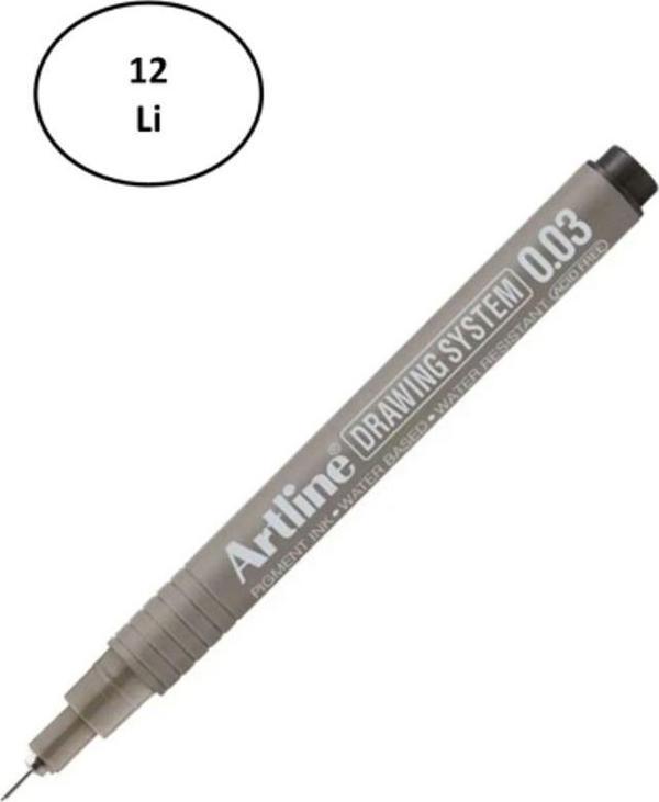 Mbb E-Ticaret Artline 2303 0.03 Siyah Çizim Kalemi 12'Li - Image 1