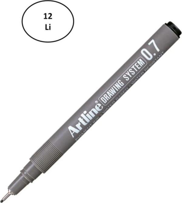 Mbb E-Ticaret Artlıne 237 Siyah Çizim Kalemi 0.7 12'Li - Image 1