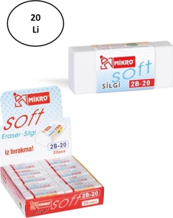 Mbb E-Ticaret Mikro 2B-20 Beyaz Nano Silgi 20'Li - Image 1