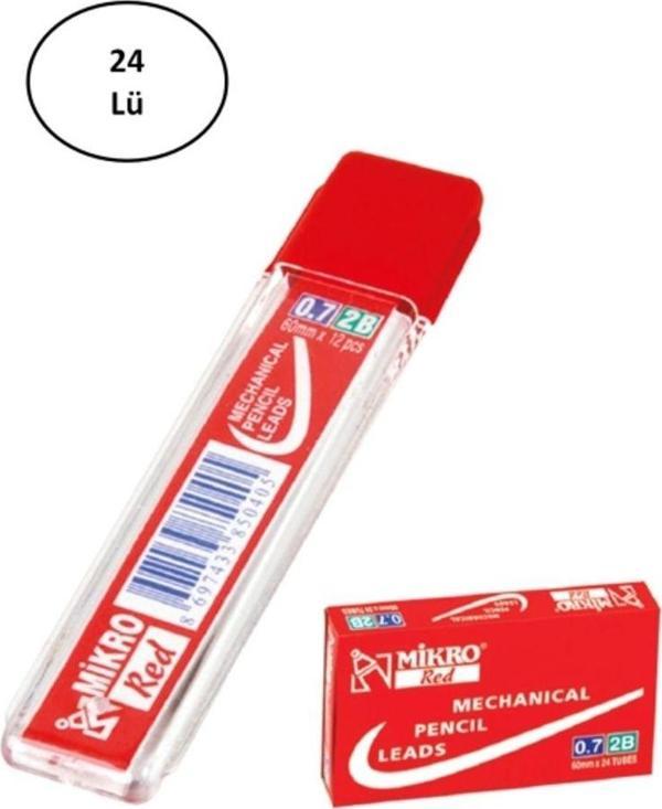 Mbb E-Ticaret Mikro 60Mm Renkli Min Kırmızı 0,7Mm Kalem Ucu 24'Lü - Image 1
