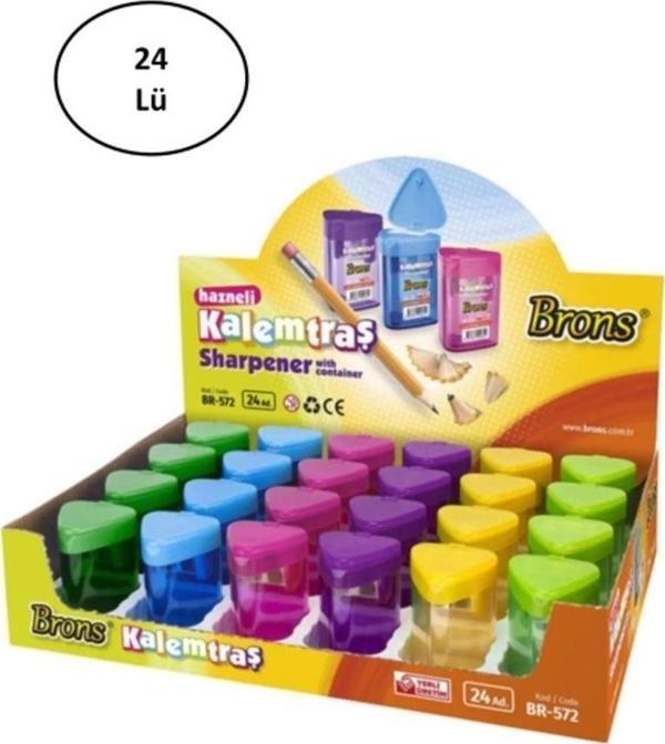 Mbb E-Ticaret Brons Kalemtıraş Hazneli Üçgen Br-572 Karışık Renk 24'Lü - Image 1