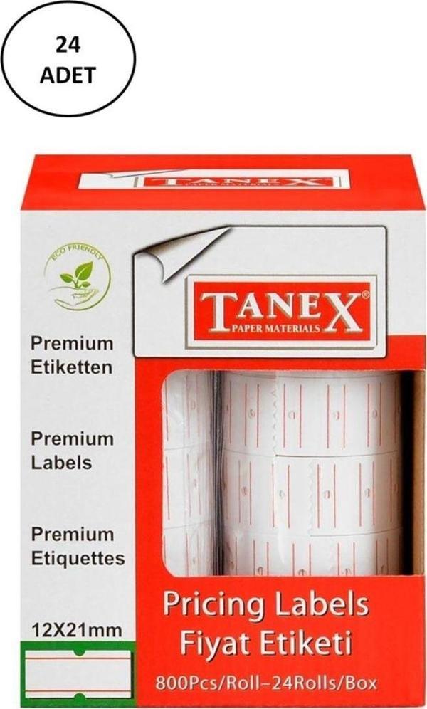 Mbb E-Ticaret Tanex Fiyat Etiketi Çizgili 12X21 Mm Beyaz Motex 24'Lü - Image 1