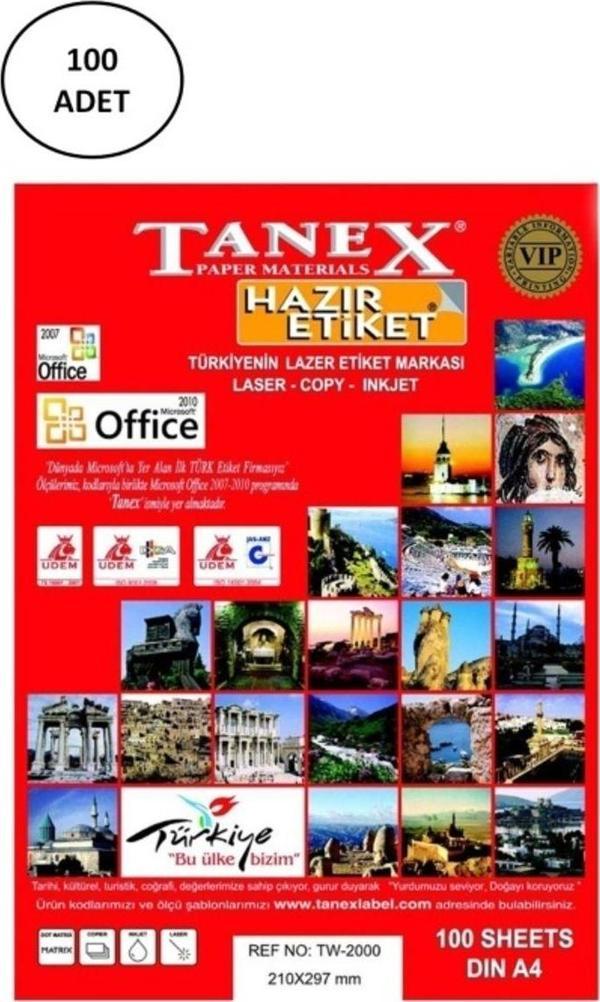 Mbb E-Ticaret Tanex Tw-2000 210X297 Mm Lazer Etiket 100 Adet - Image 1