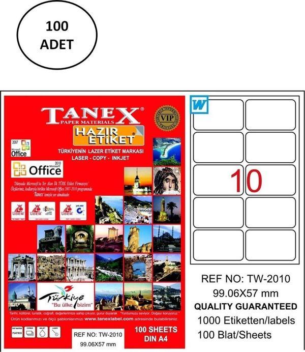 Mbb E-Ticaret Tanex Tw-2010 Lazer Etiket 99X57 Mm 100 Adet - Image 1