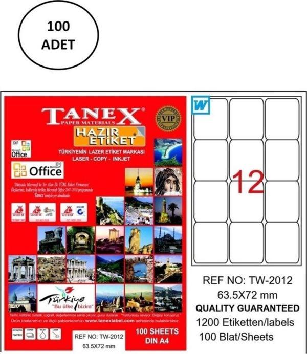Mbb E-Ticaret Tanex Tw-2012 Lazer Etiket 63X72 Mm 100 Adet - Image 1
