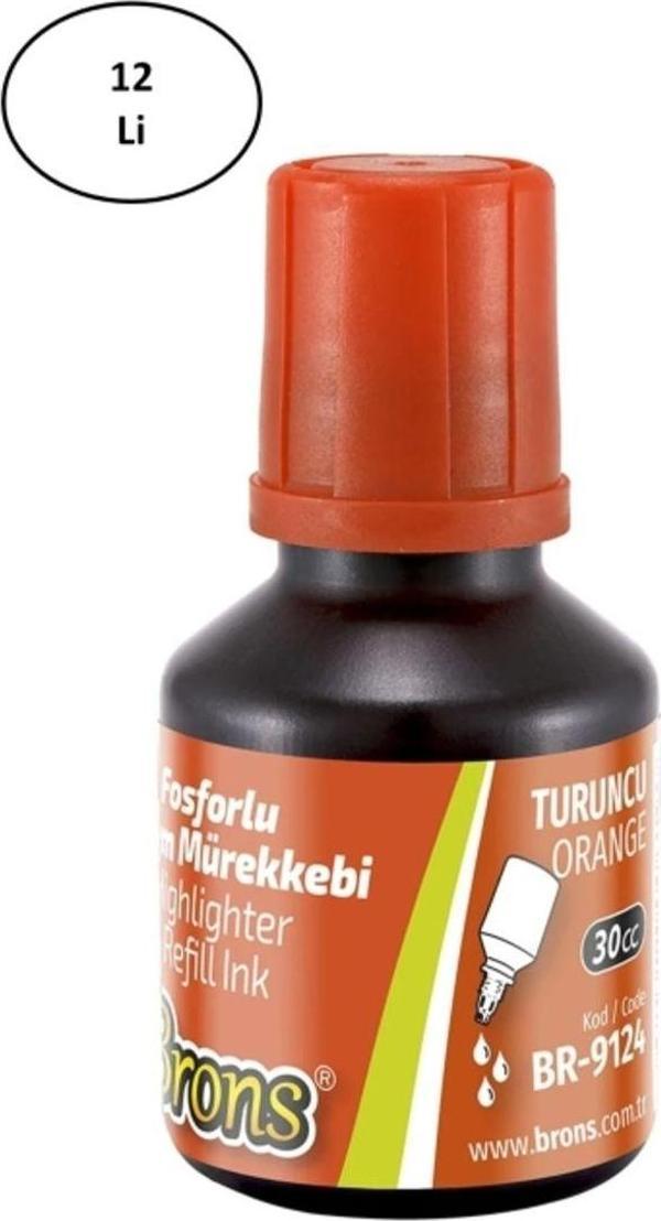 Mbb E-Ticaret Brons Turuncu Fosforlu Kalem Mürekkebi 30 Ml Br-9124 12'Li - Image 1