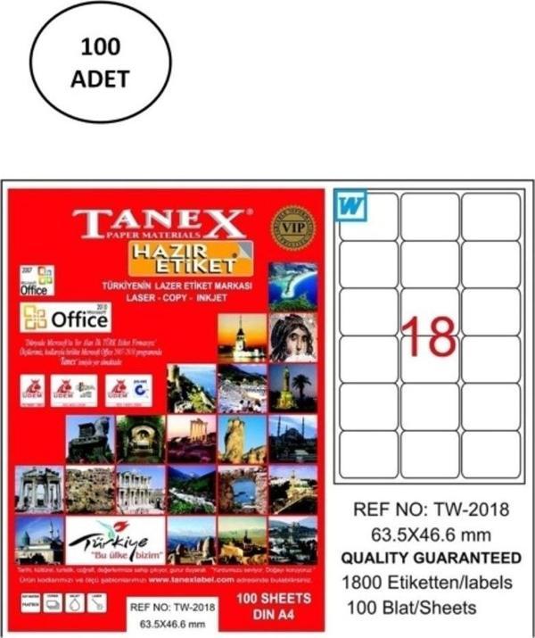 Mbb E-Ticaret Tanex Tw-2018 Lazer Etiket 63X46 Mm 100 Adet - Image 1