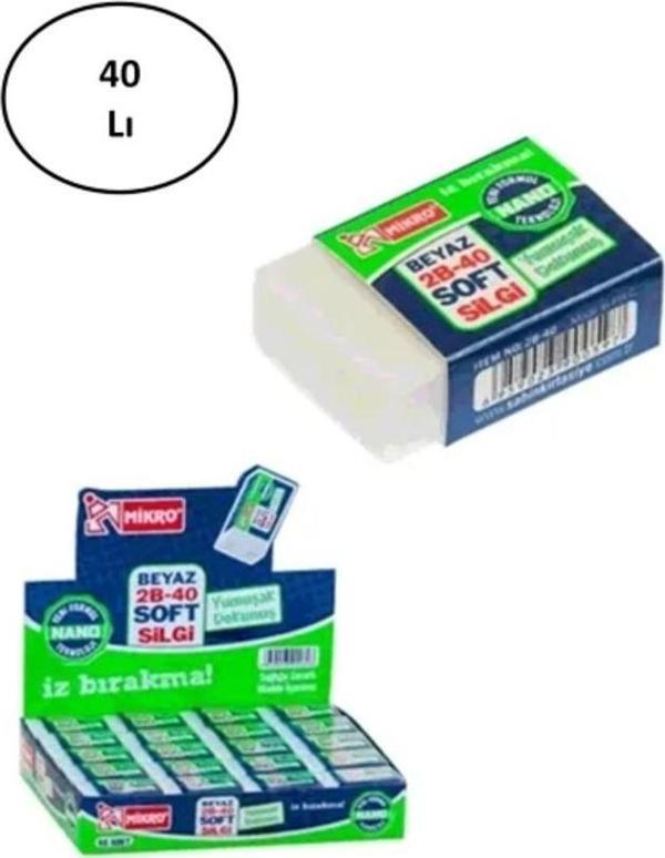 Mbb E-Ticaret Mikro N2B40 Beyaz Soft Nano Silgi 40'Lı - Image 1