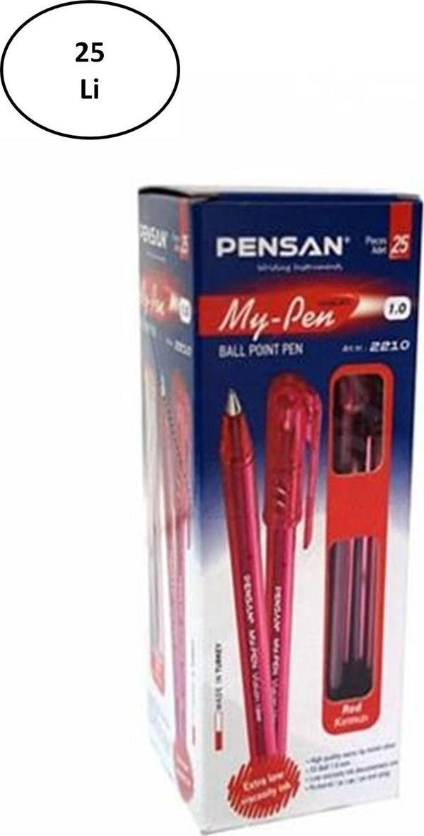 Mbb E-Ticaret Byrclz Pensan Pe02210Tkki My-Pen Tükenmez Kalem, Kırmızı, 25'Li Byrnew - Image 1