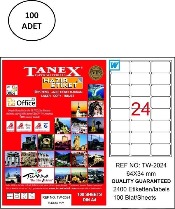 Mbb E-Ticaret Tanex Tw-2024 Lazer Etiket 64X34 Mm 100 Adet - Image 1