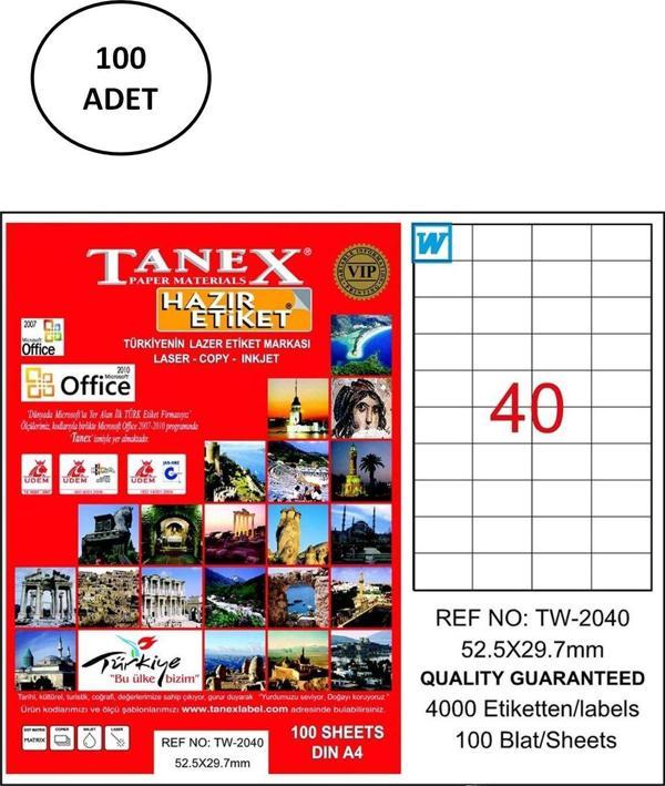 Mbb E-Ticaret Tanex Tw-2040 Lazer Etiket 52X29 Mm 100 Lü - Image 1