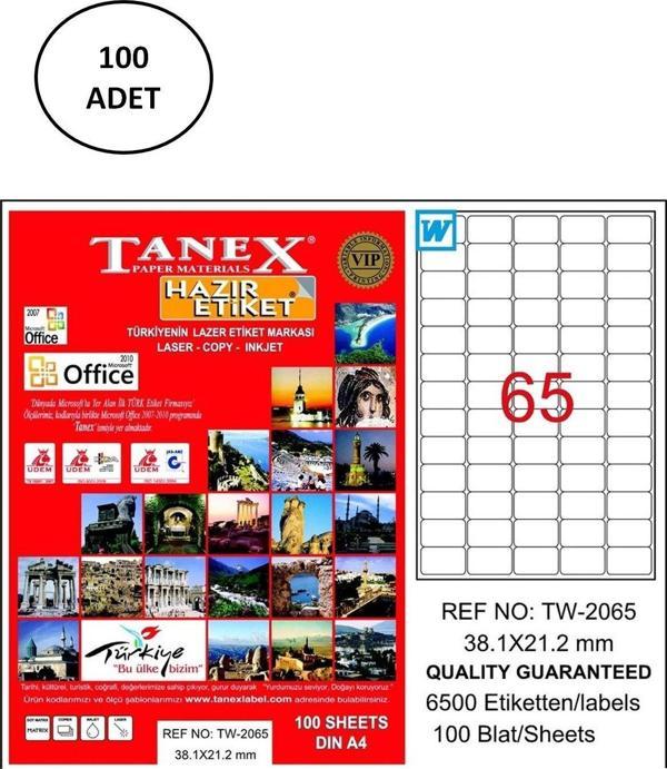 Mbb E-Ticaret Tanex Tw-2065 Lazer Etiket 38X21 Mm 100 Lü - Image 1