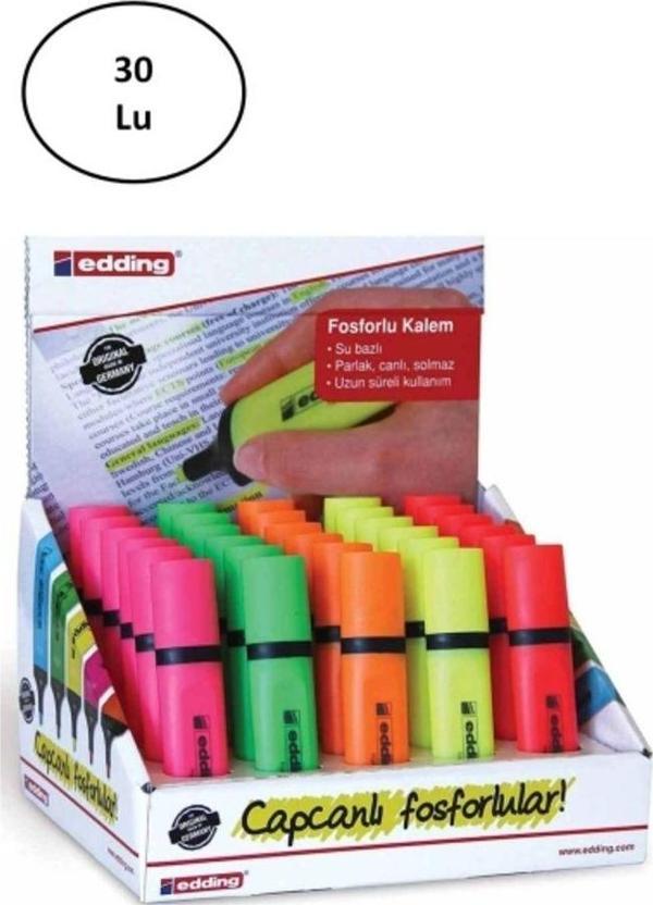 Mbb E-Ticaret Edding 344 Fosforlu Kalem Karışık Renkli 30'Lu - Image 1