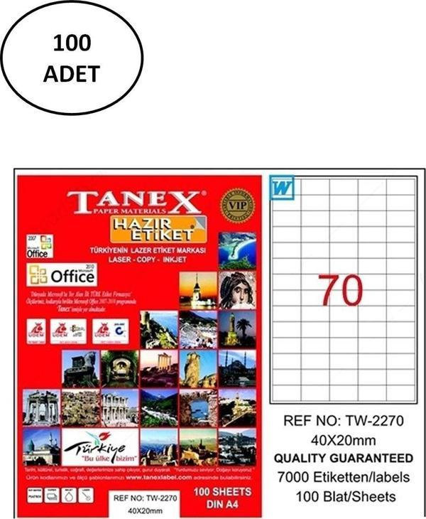Mbb E-Ticaret Tanex Tw-2270 40X20 Mm Laser Etiket 100 Lü - Image 1