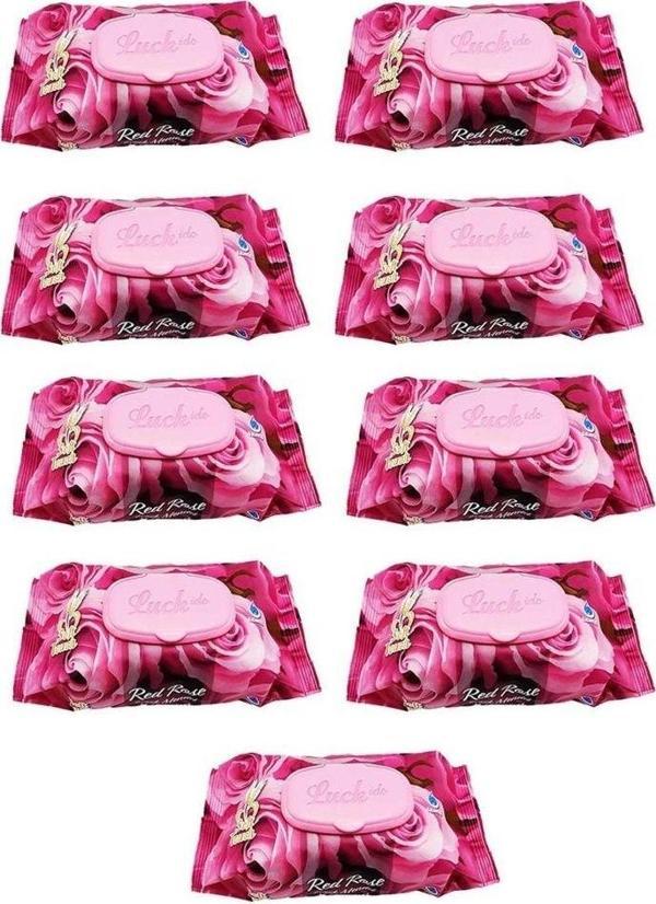 Mbb E-Ticaret 9 Paket Red Rose Islak Mendil 90 Adet Kapaklı Gül Kokulu - Image 1