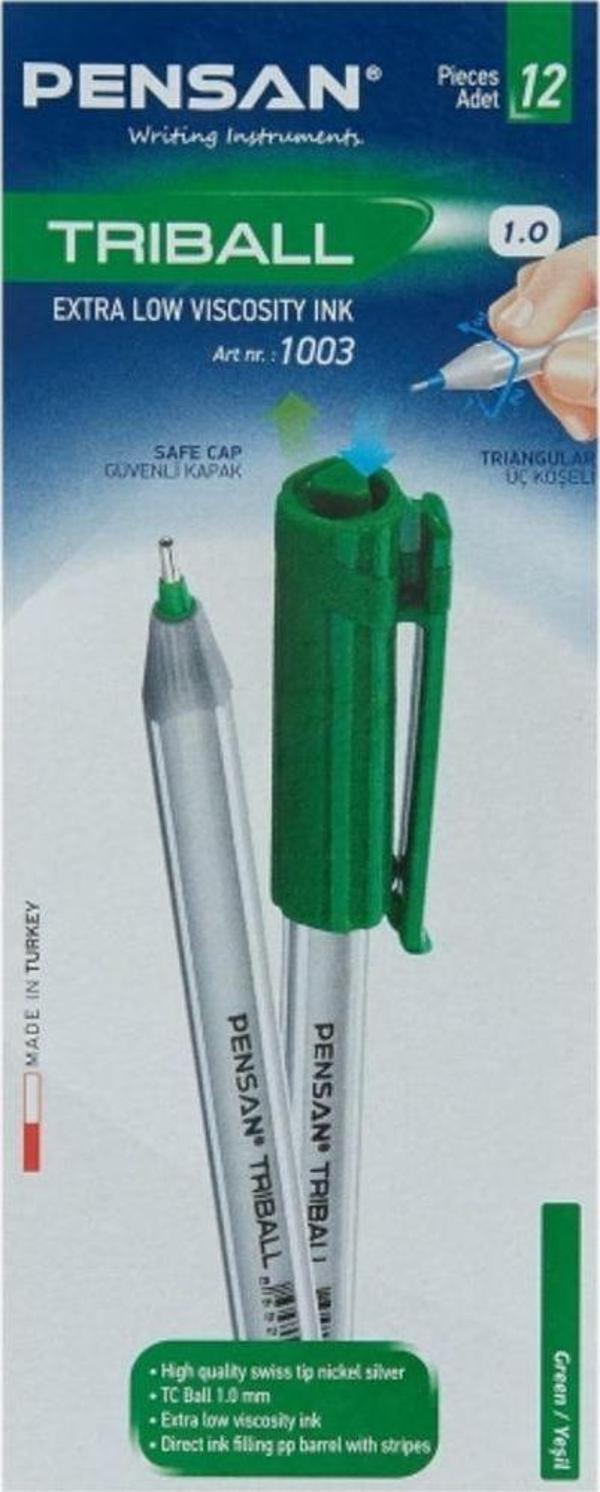 Mbb E-Ticaret Pensan Trıball Tükenmez Kalem Yeşil 12.Li 1 Mm - Image 1