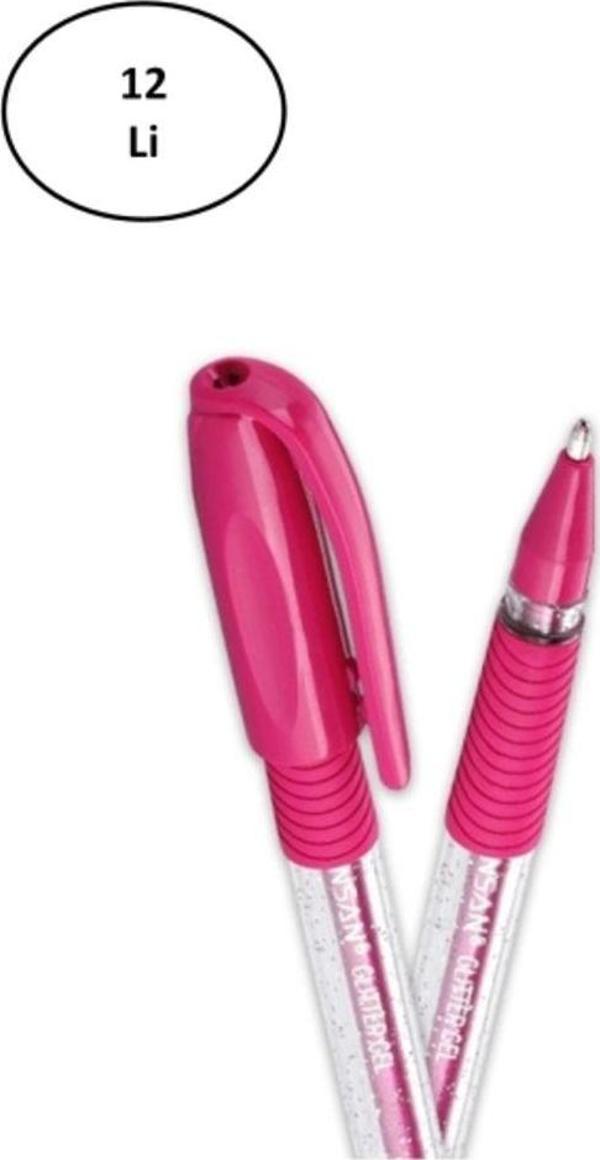 Mbb E-Ticaret Pensan Tükenmez Kalem Jel Simli 1.0 Mm Pembe 2280 12'Li - Image 1