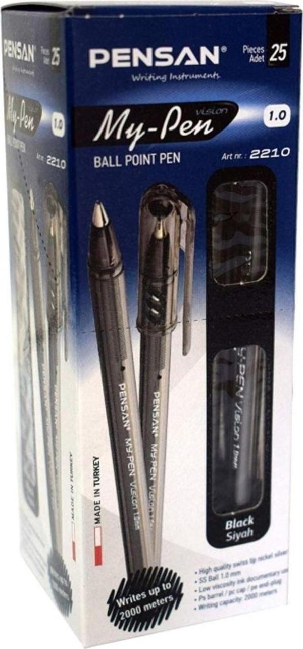 Mbb E-Ticaret Pensan Tükenmez Kalem My Pen 1 Mm Siyah 25'Li - Image 1