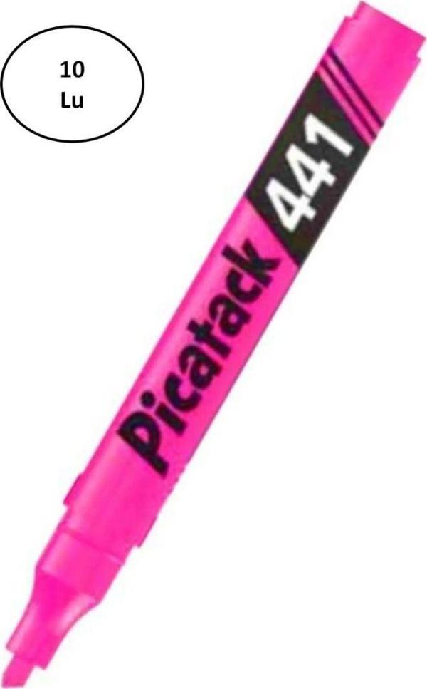 Mbb E-Ticaret Picatack 441 Fosforlu Kalem Pembe 10'Lu - Image 1